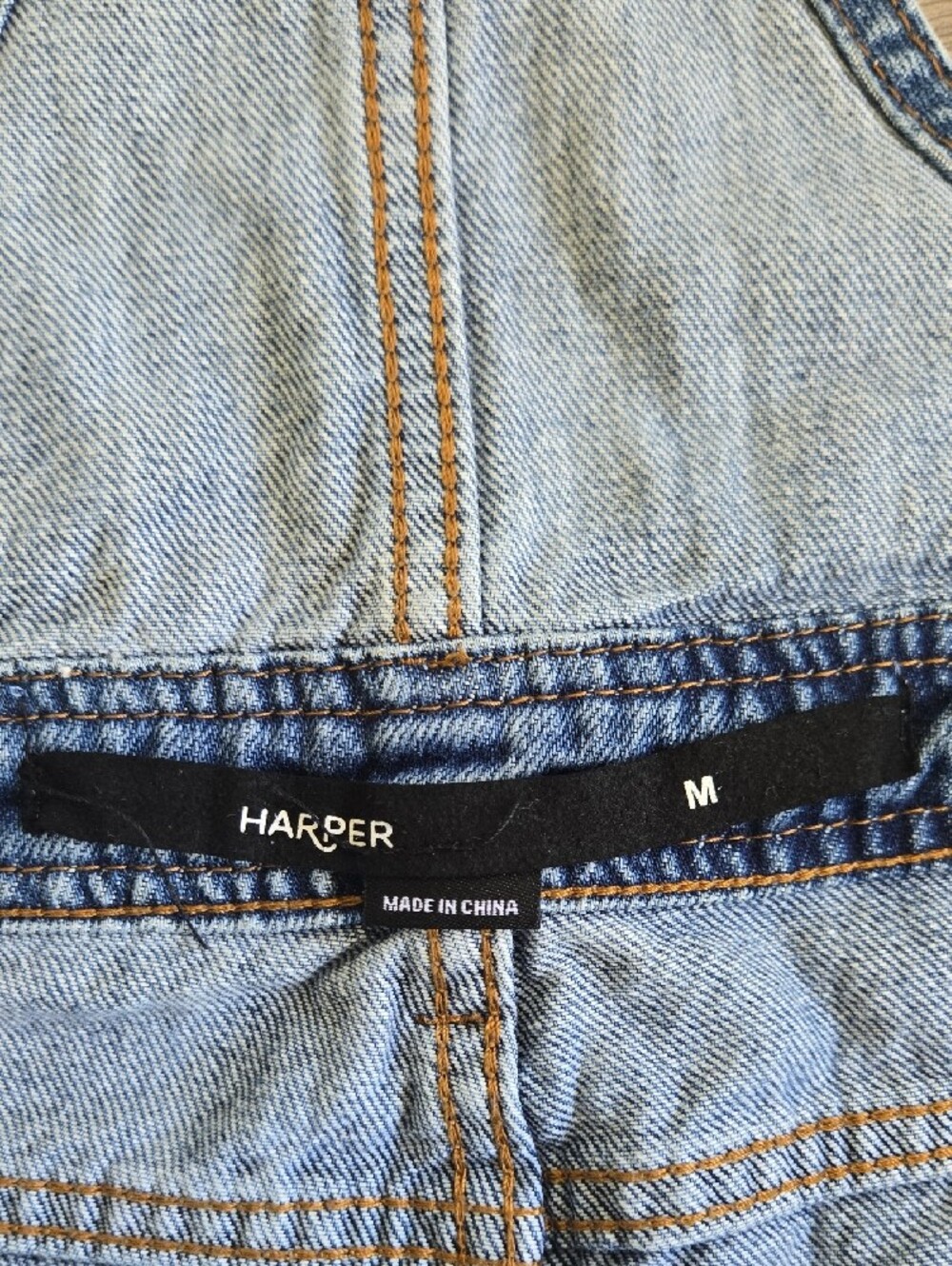 Harper Light Blue Denim Short Overalls - Picture 2 of 5